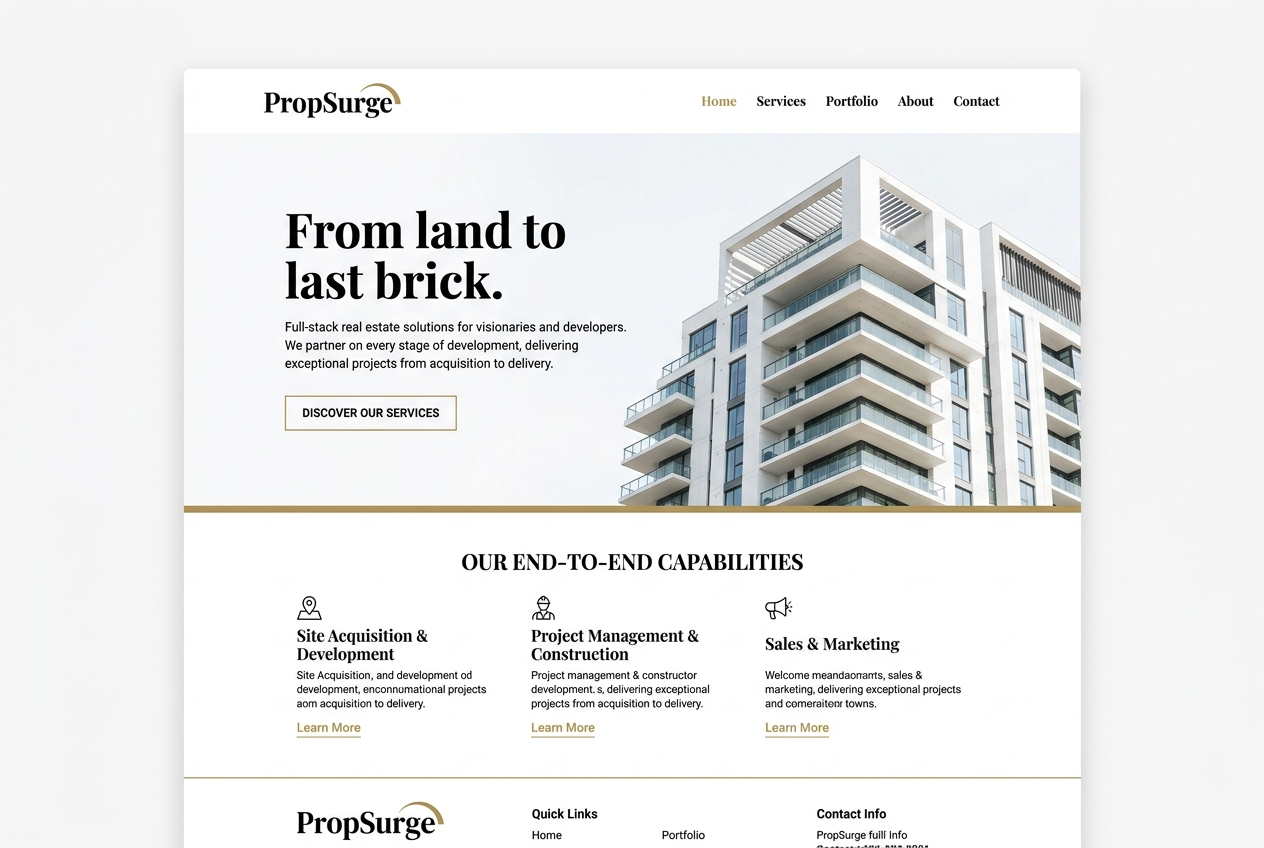 PropSurge — full-stack real estate consultancy website