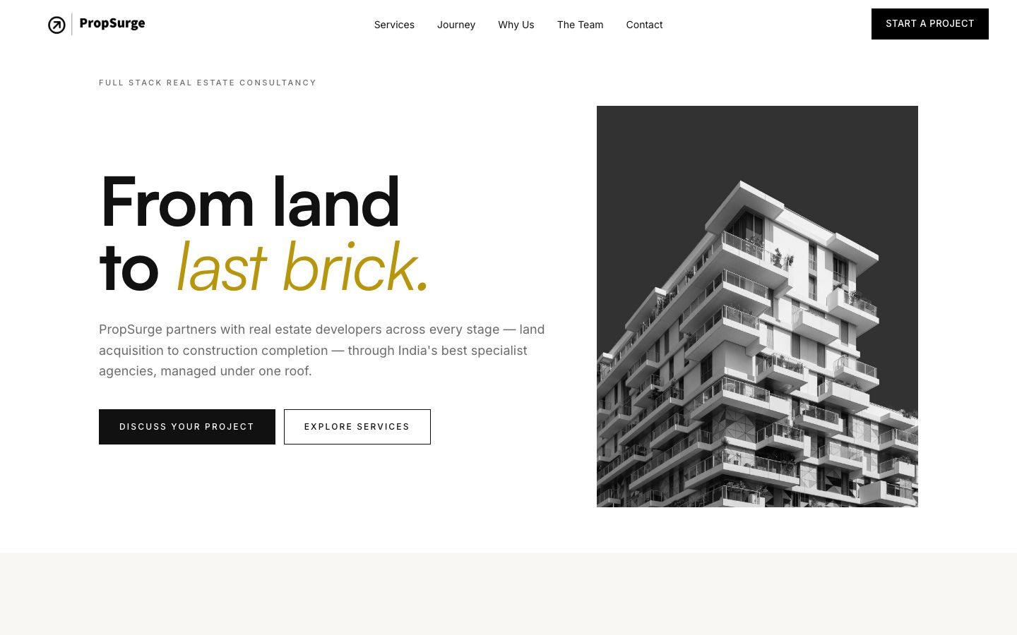 PropSurge — full-stack real estate consultancy website