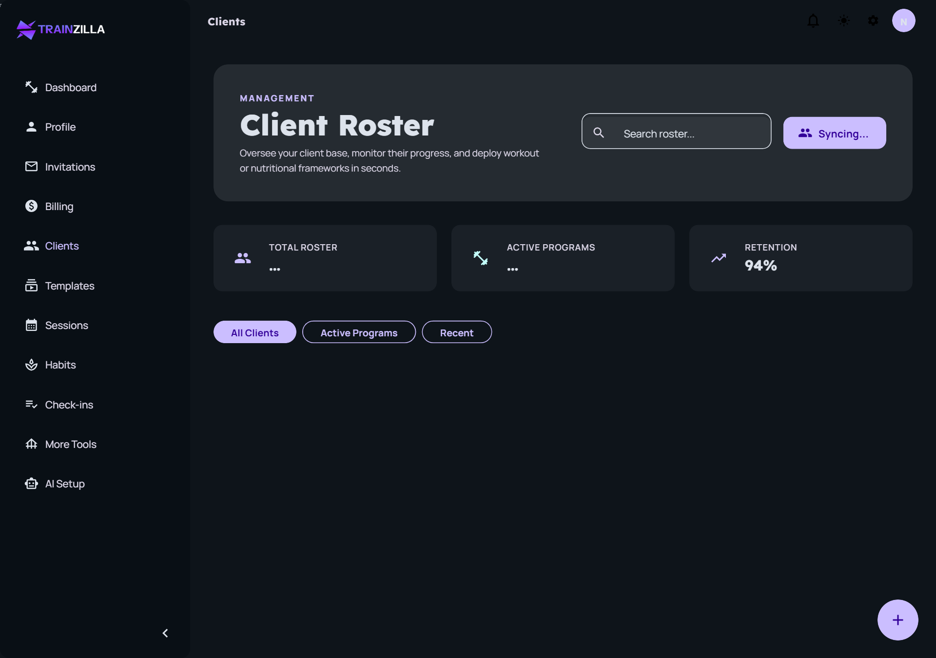 Client list dark theme